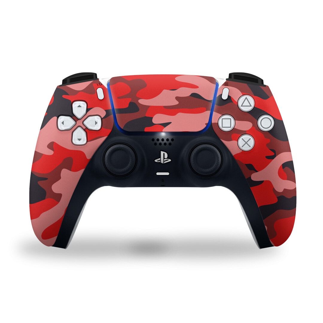 PS5 Red Military Camouflag Controller Skin 2x - controller skins