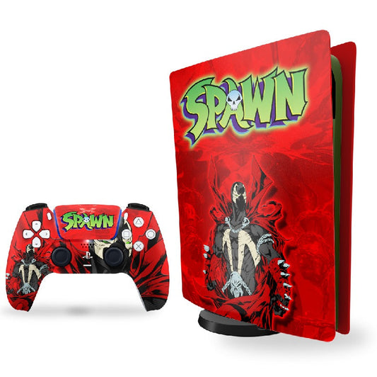 ps5 skin - spawn mortal kombat design on console and controller