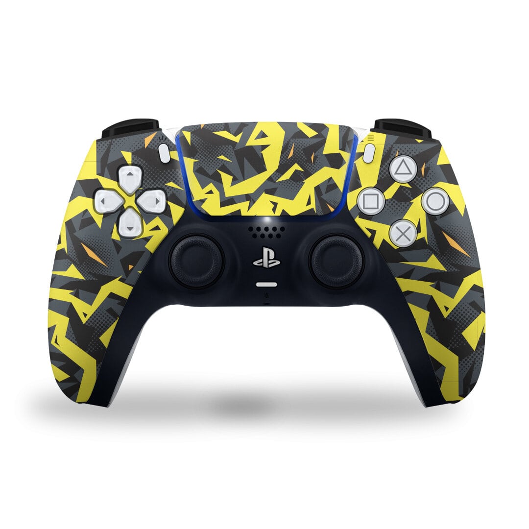 PS5 Yellow Gaming Camouflag Controller Skin 2x - controller skins