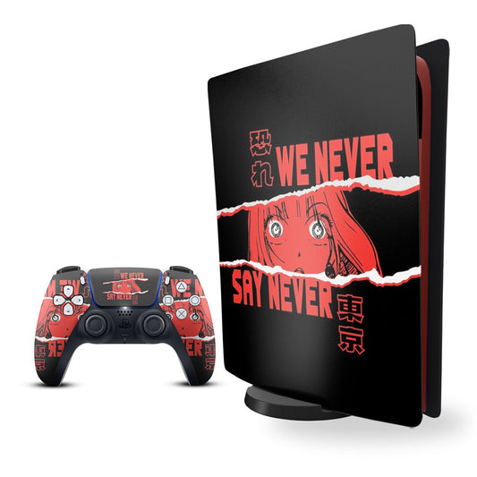 ps5 skin - anime girl we never say never console and controller skin