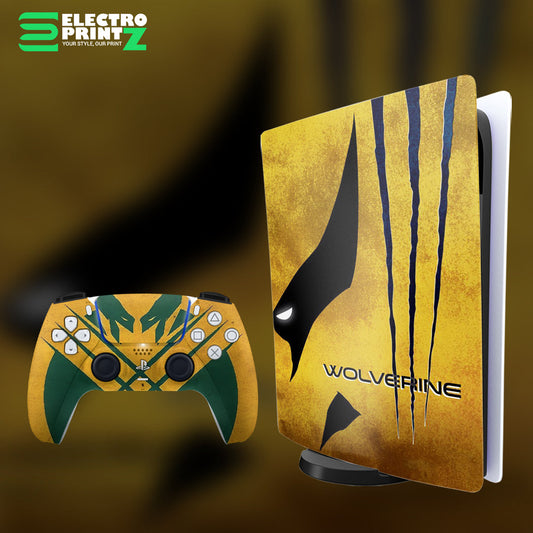 ps5 skin - wolverine design on console and controller