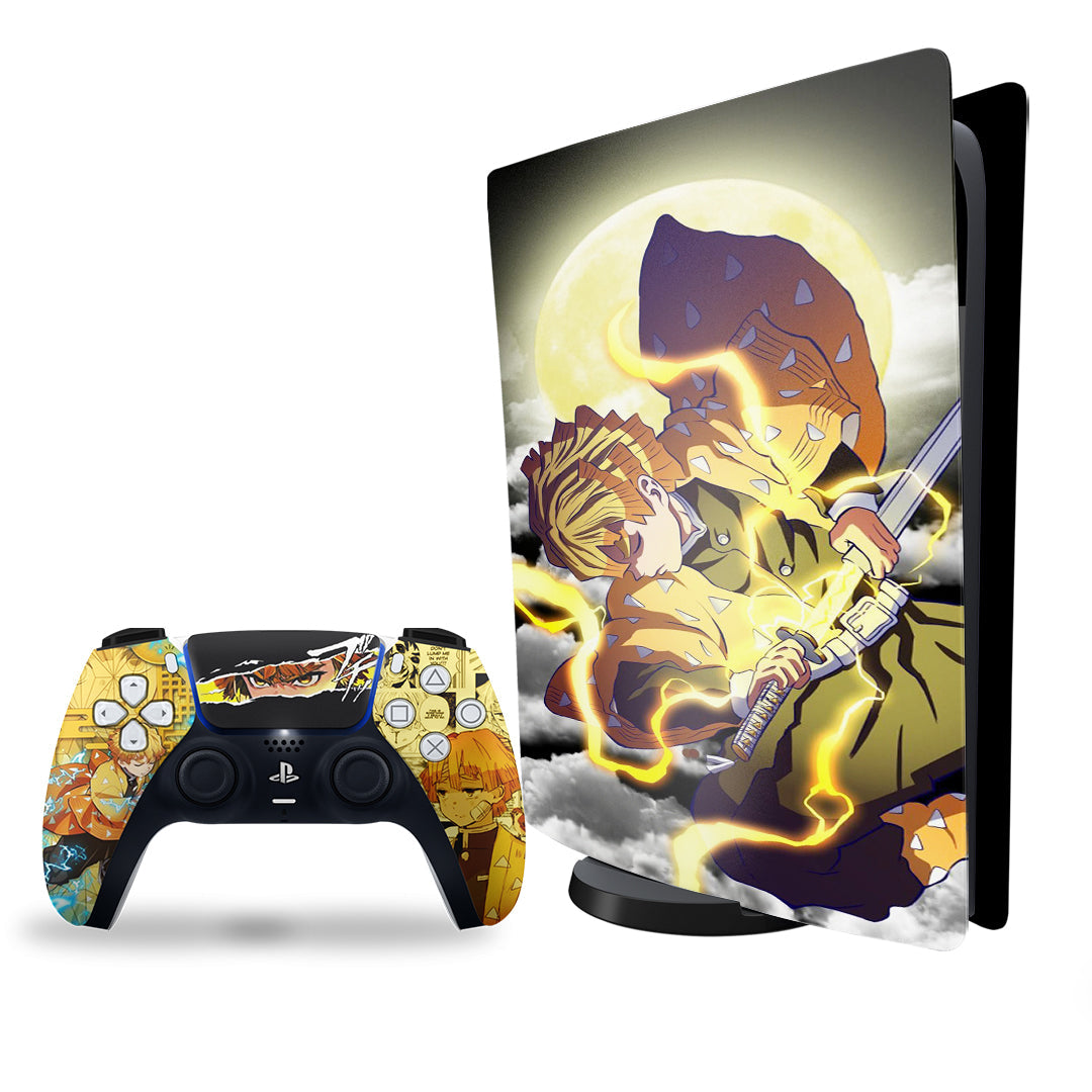 ps5 skins with demon slayer zenitsu character design